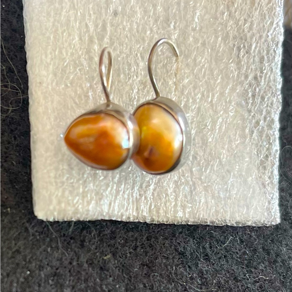 Handmade Italian freshwater pearl and sterling silver earrings
